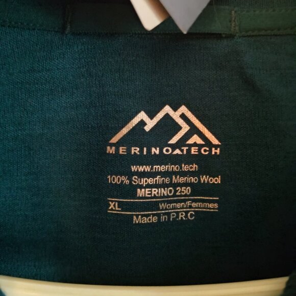NWT. Merino Tech long sleeve 1/4 zip shirt, 100% wool, deep teal, women's XL - Picture 4 of 4